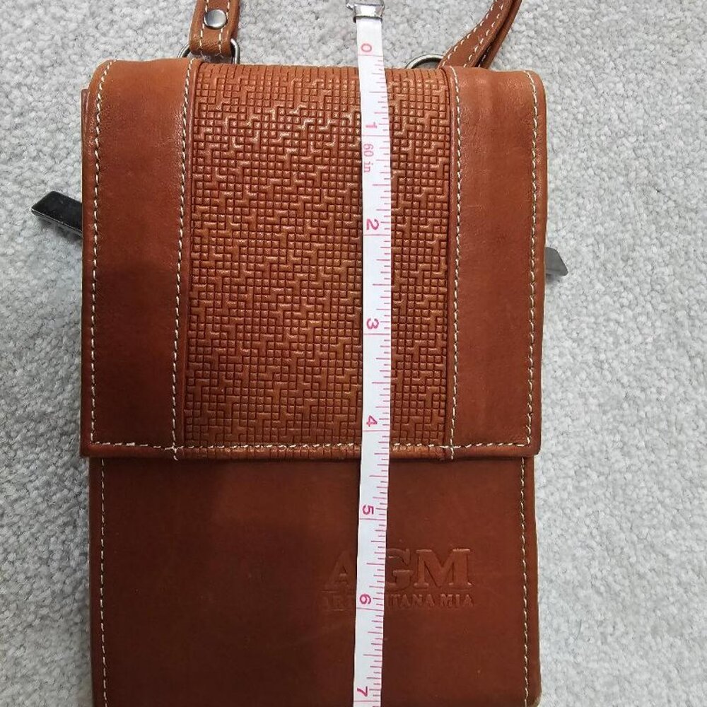 AGM Arte Gitana Mia Leather Crossbody Phone Wallet Cognac - Picture 6 of 16